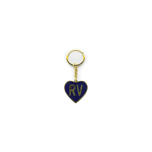 Camco 53288 Enamel Keychain, RV Themed, Navy "RV" heart