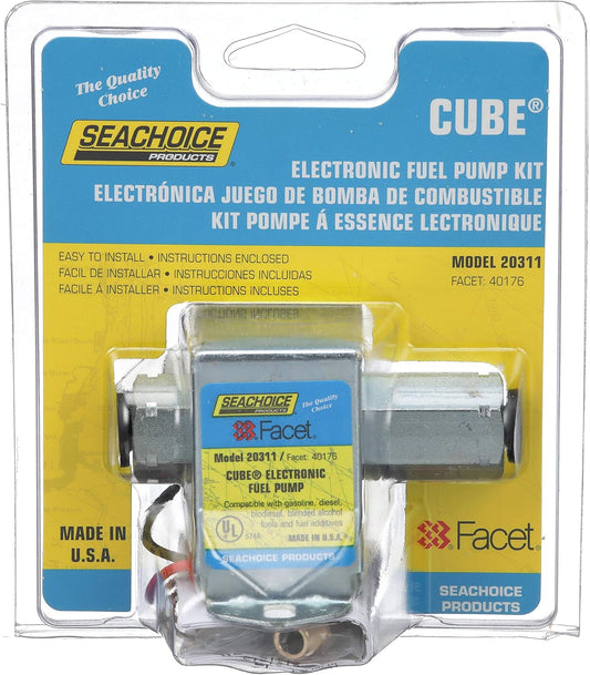 Seachoice 20311 12V Cube Electronic Fuel Pump Kit Includes 74 Micron Filter