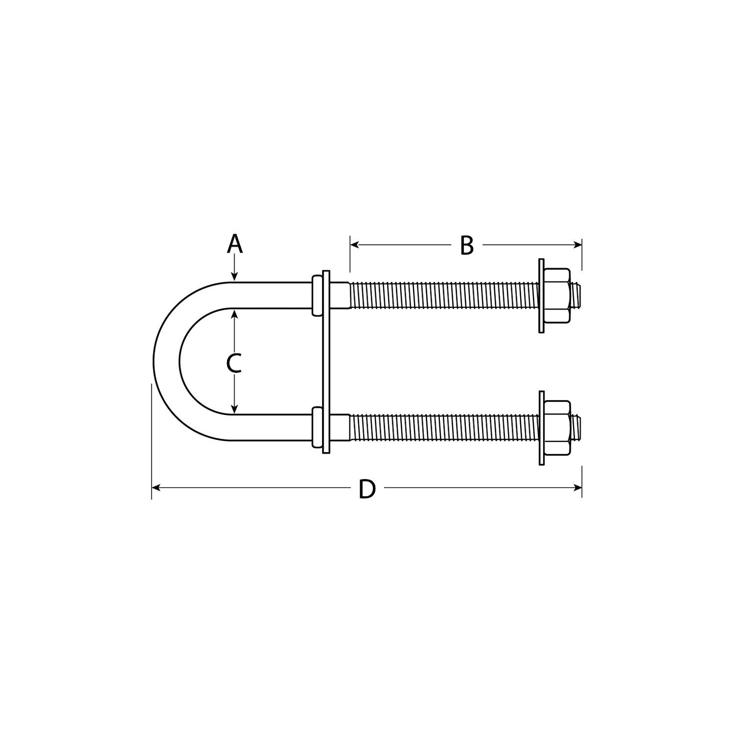 Attwood Bow Eye U-Bolt 1/2"-13 x 3-1/4"