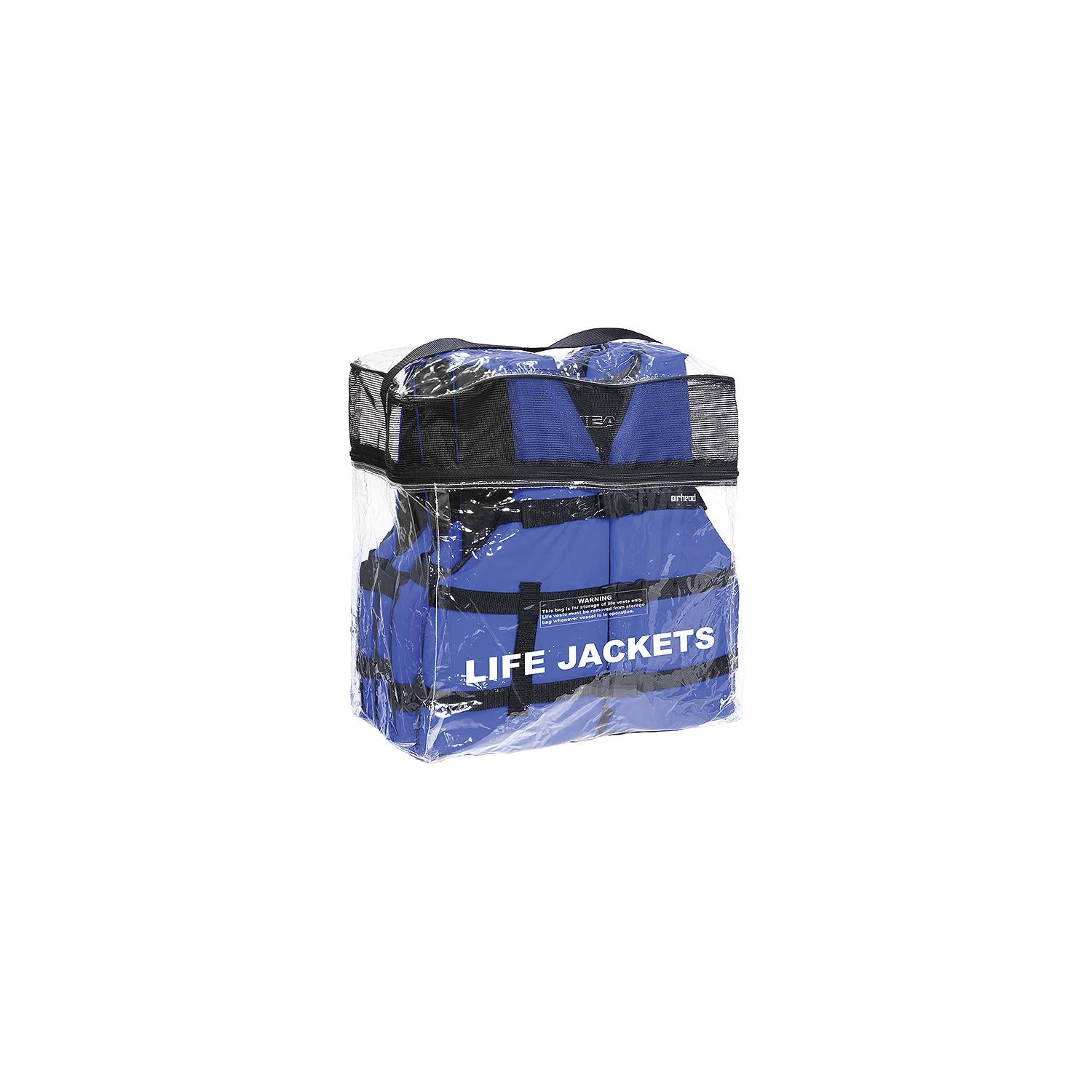 Airhead 3000225ABL General Boating Life Vest 4-Pack w/Bag, Adult, Blue