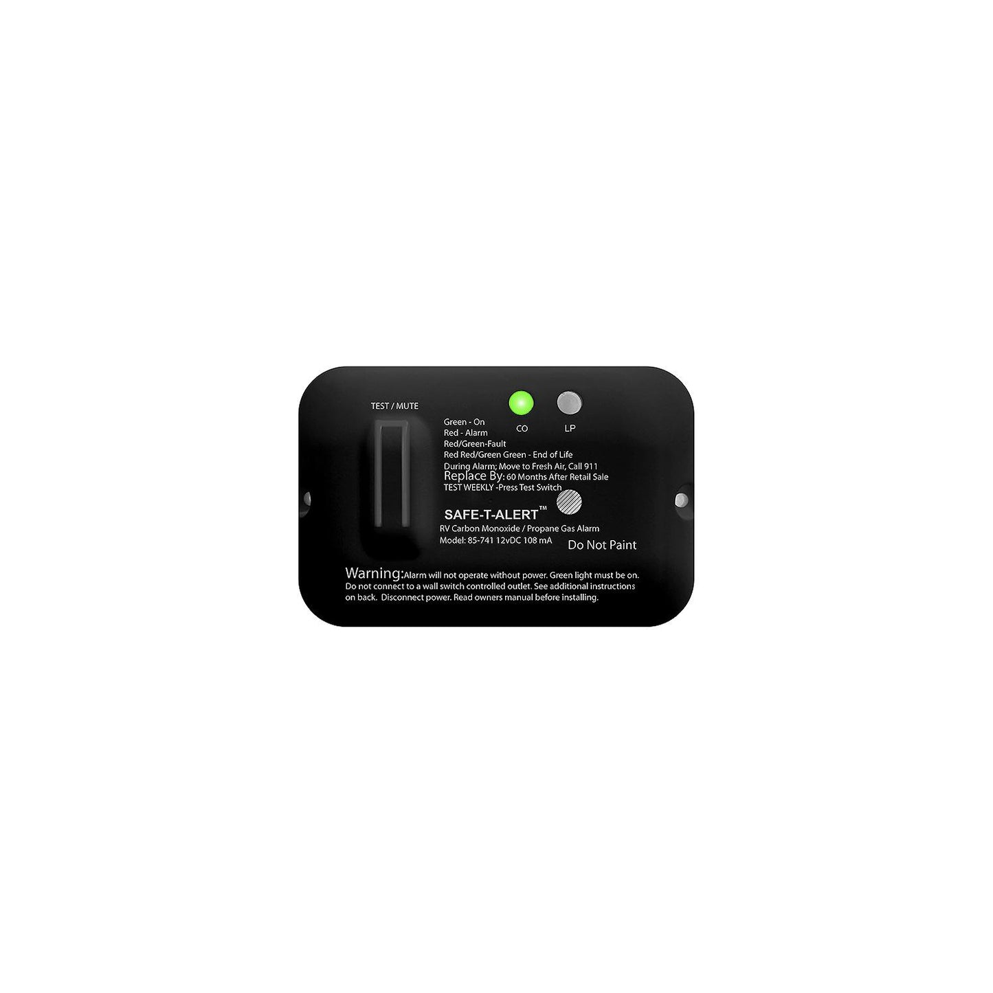 MTI Industries 85741BL 85 Series Safe-T-Alert CO/Propane Alarm, Black