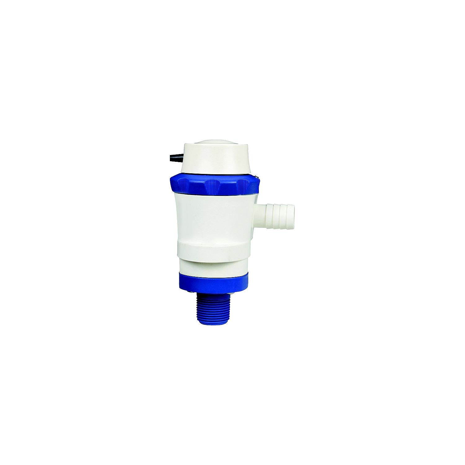 Shurflo 357-116-10 Anti-Airlock 12V 800 GPH White & Blue Piranha Ballast Pump