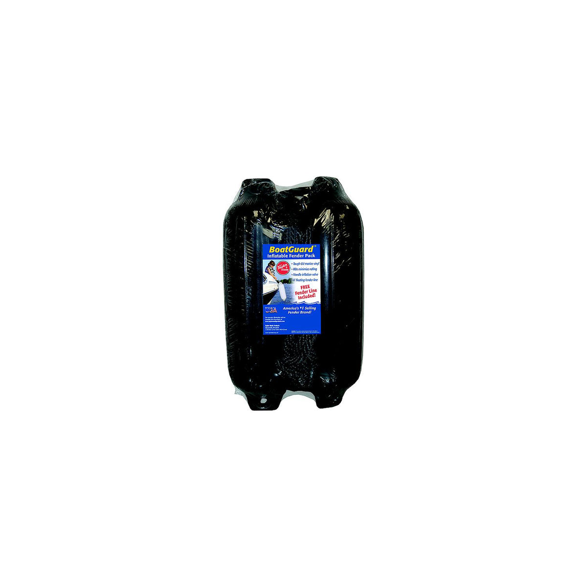 Taylor 2Pk Boatguard Fenders W/Fender Line, Black, 6" x 22"-Supply Nautica