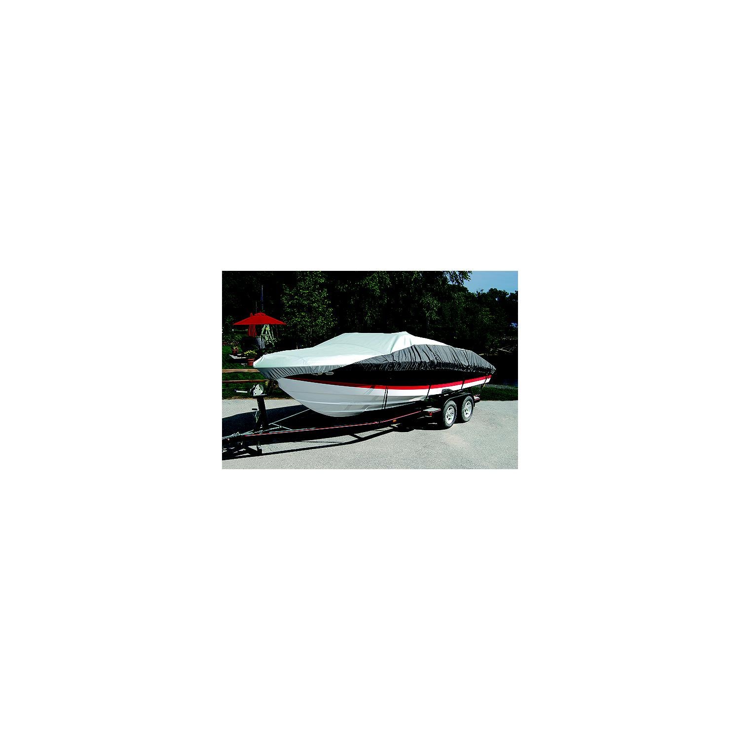 Taylor Heavy Duty Polyester Two-Tone Color Fabric BoatGuard Eclipse Boat Cover With Storage Bag, Tie-Down Straps and Support Pole-Supply Nautica