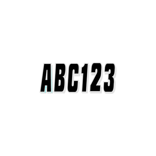 Hardline Series 320 Registration Kit, Solid Color Block Font With Drop Shadow (Includes 4 Sets of 3" A-Z, 0-9), Black/Silver-Supply Nautica