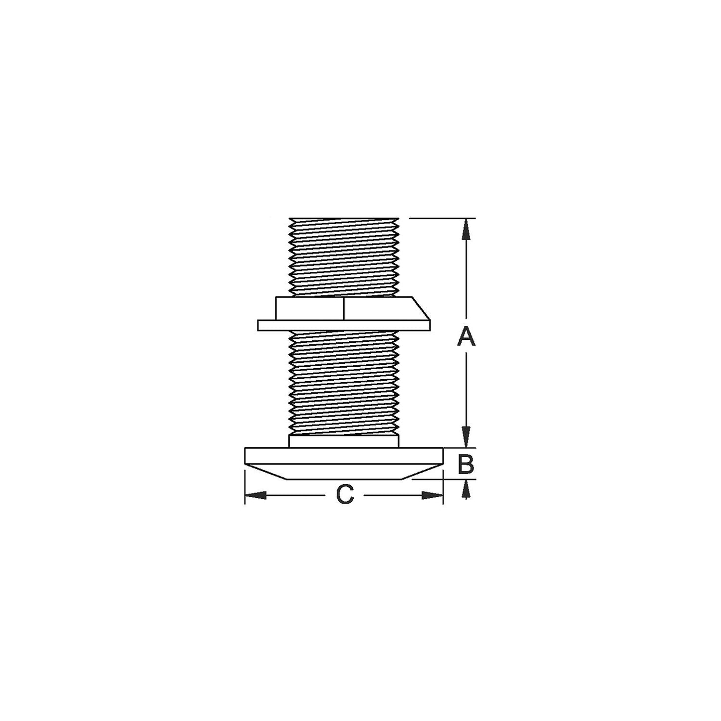 Groco Stainless Steel Thru-Hull Fitting, 1"