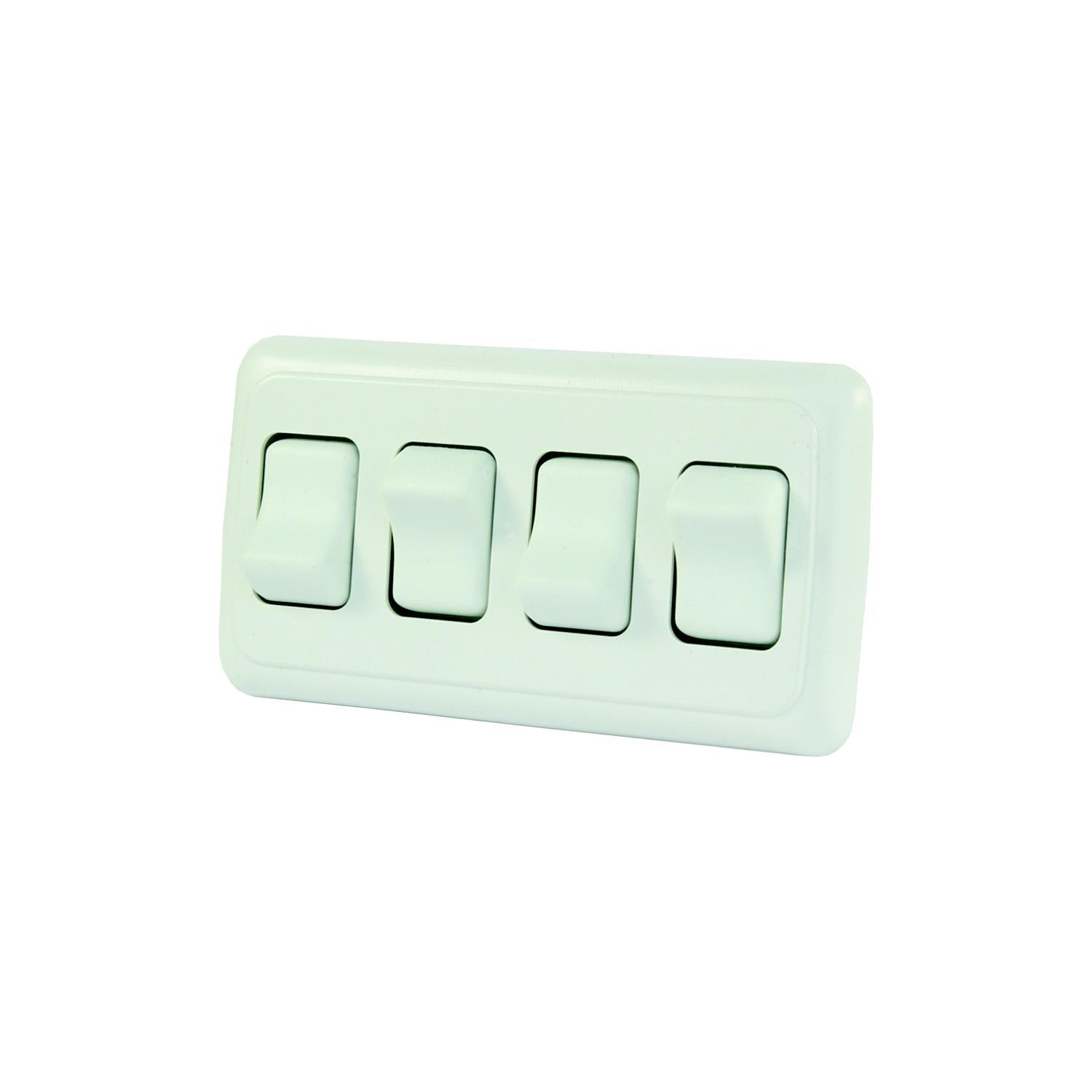 JR Products 12331 White Quad RV Rocker Switch Assembly with Bezel-Supply Nautica
