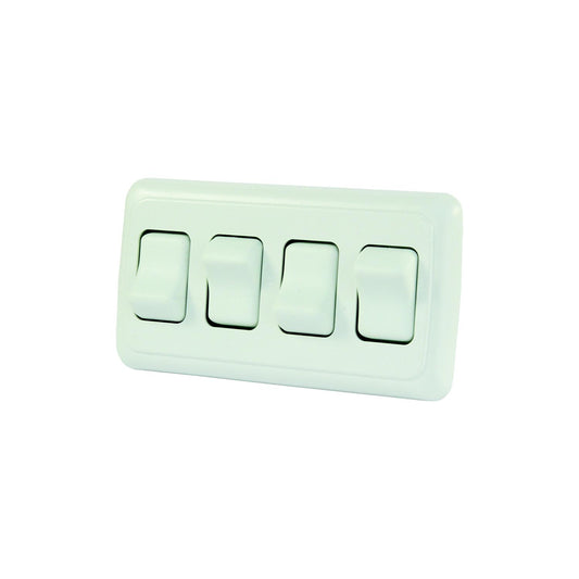 JR Products 12331 White Quad RV Rocker Switch Assembly with Bezel-Supply Nautica
