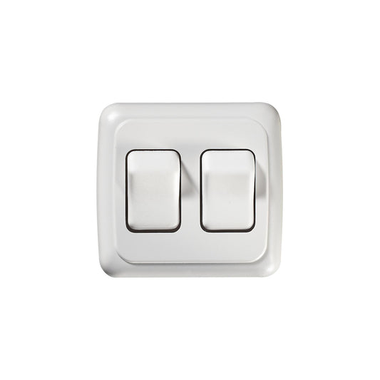RV Designer S533 White Double On/Off Contoured RV Switch in Plate-Supply Nautica