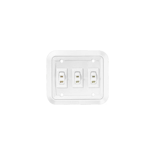 RV Designer S661 DC Triple Wall Switch in Plate, White-Supply Nautica