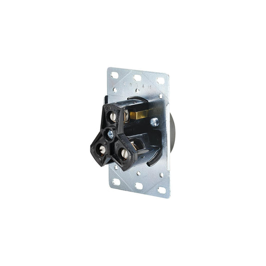 RV Designer S971 AC 30 Amp Receptacle In Plate, 30A / 125V, White-Supply Nautica