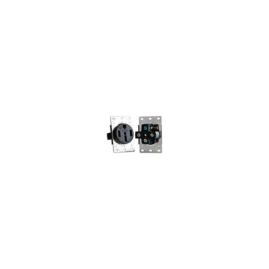 RV Designer S981 AC 50 Amp Receptacle In Plate, 50A / 125V/250V, White-Supply Nautica