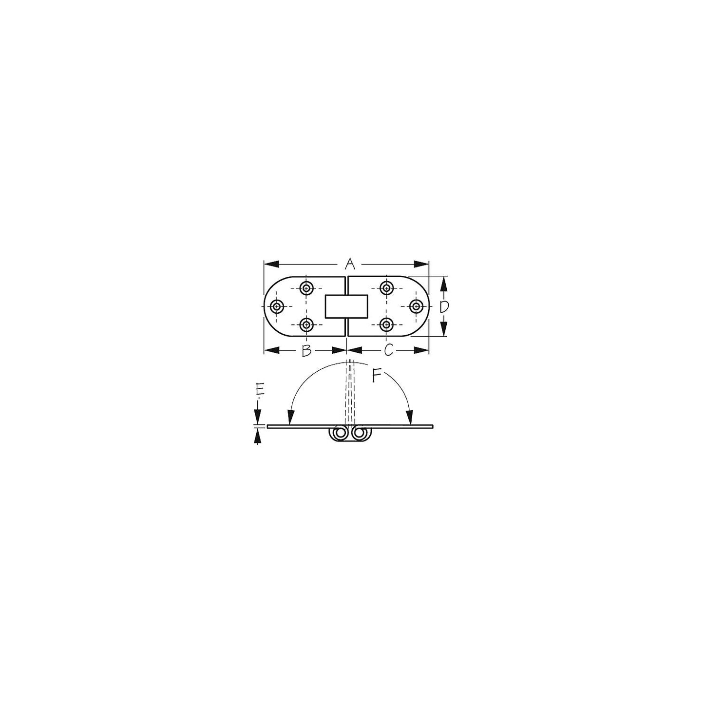 Sea-Dog 2015511 Stainless Flush 2-Pin Hinge