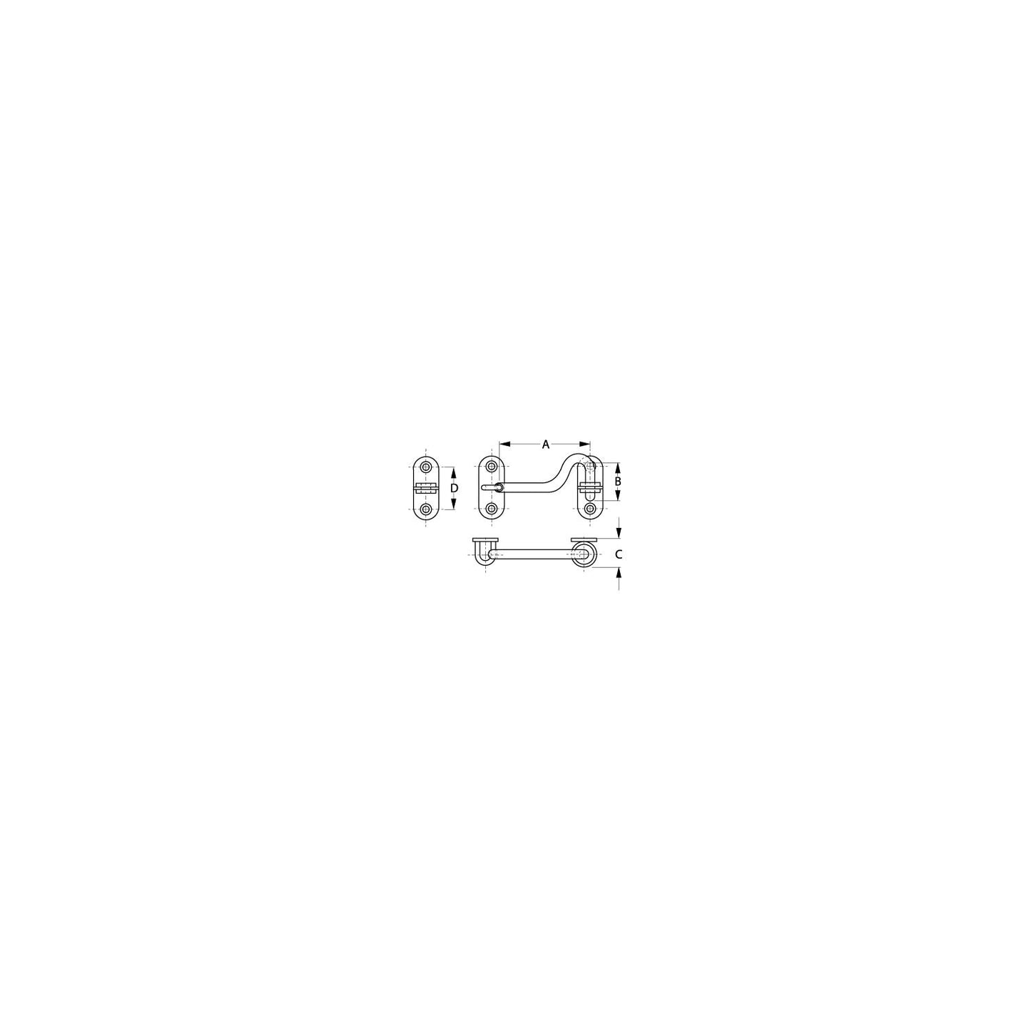 Door Hook SS 4" w/2 Staples