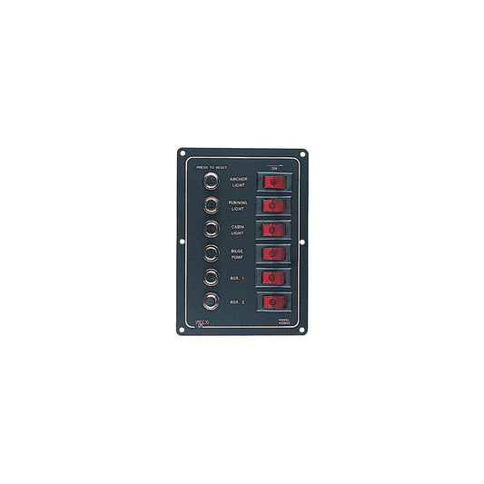 SeaDog 422800 Aluminum 6 Circuit Breaker Panel | 6-1/2" x 4-1/2" | Stamped Anodized Aluminum-Supply Nautica