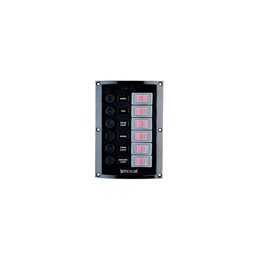 SeaDog 424116 Splash Gard Vertical 6 Gang Rocker Switch Panel, 6-1/2" x 4-1/2"-Supply Nautica