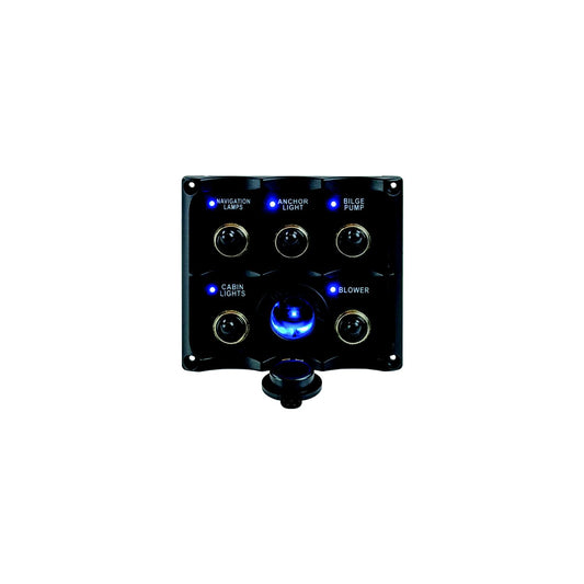 Seadog 424627-1 Water Resistant Toggle Switch Panel w/5 Switches & Power Stocket-Supply Nautica