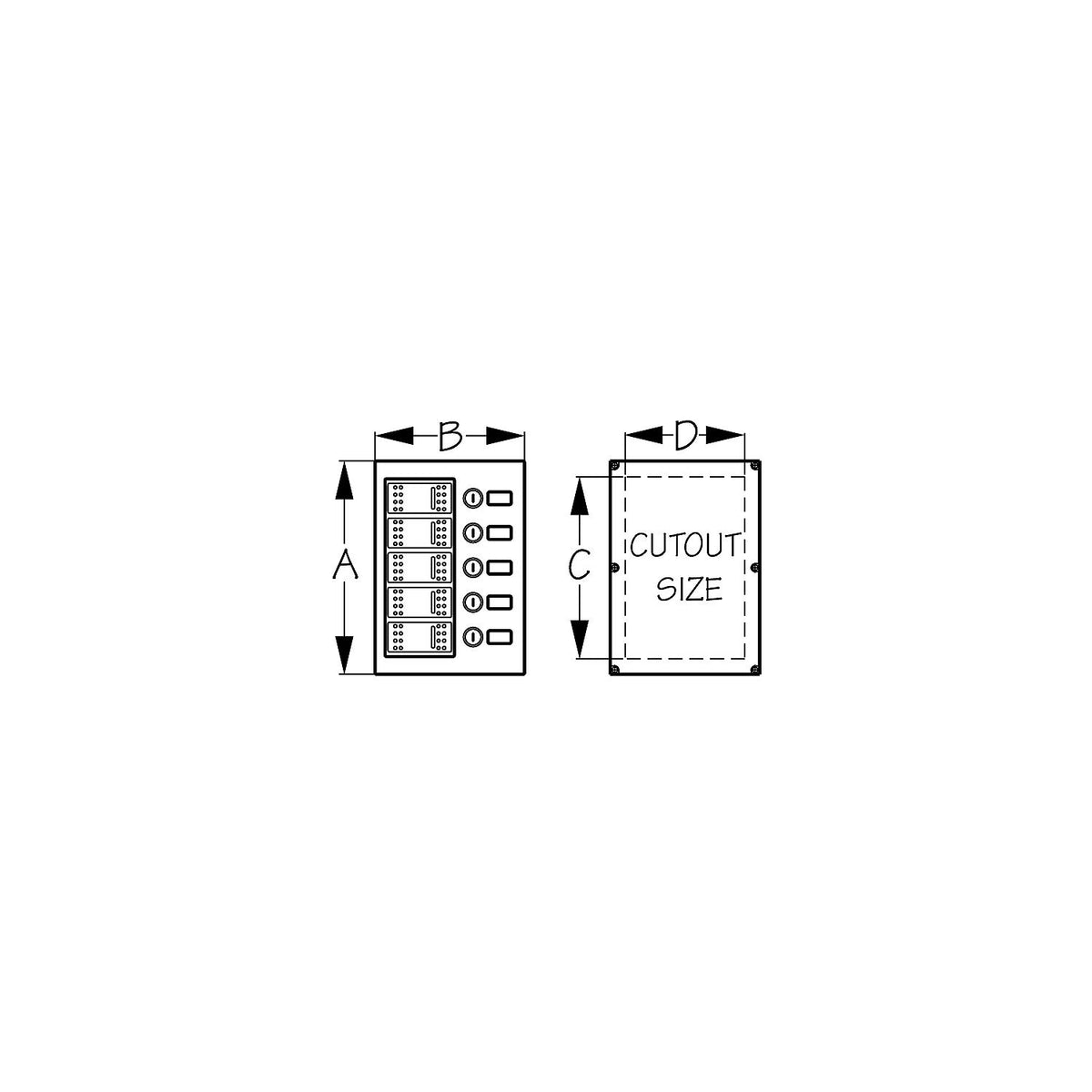 Sea-Dog 5-Gang Wave Rocker Switch Fuse Panel-Supply Nautica