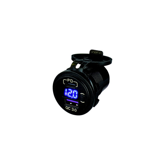 Seadog XXX USB 3.0 & USB-C Power Socket w/Volt Meter-Supply Nautica