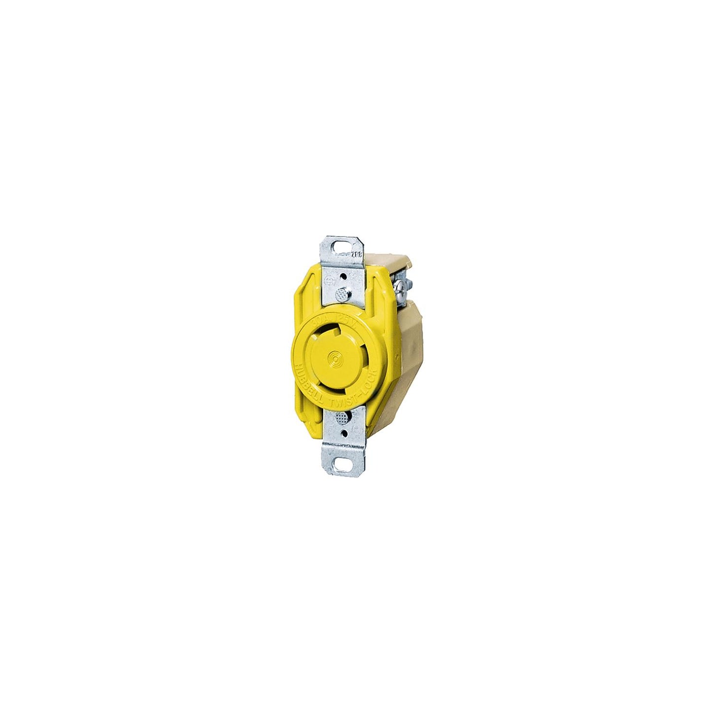 Hubbell HBL26CM10 Yellow 30A 125V Twist Lock Heat Resistant Rynite Body Single Receptacle-Supply Nautica