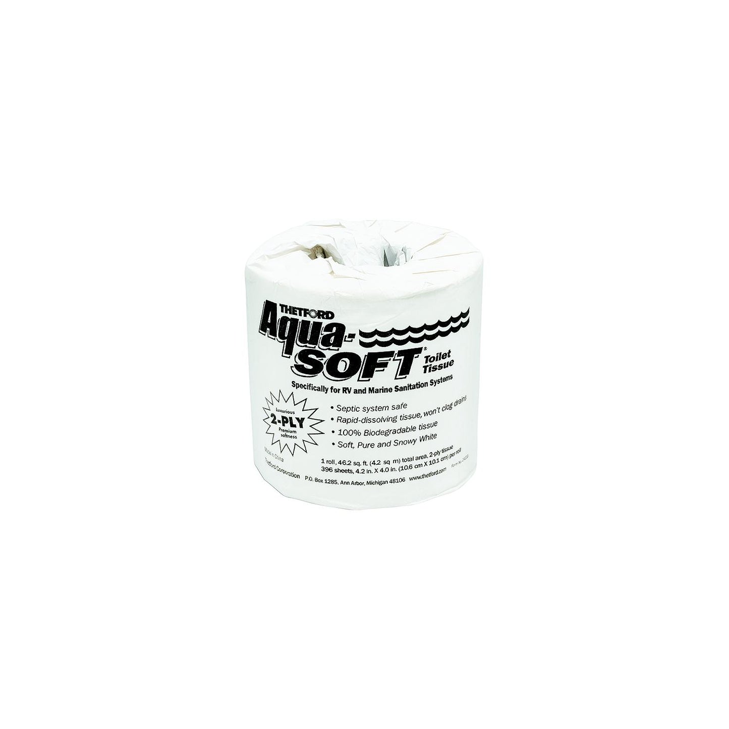 Thetford 24033 2-Ply Rapid-Dissolve Aqua-Soft Toilet Tissue-Toilet Paper, 48 Rolls/case