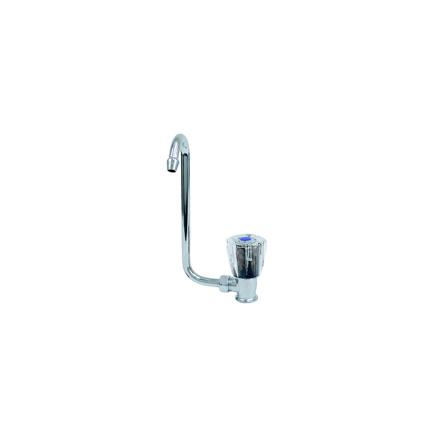 Scandvik 10056 Chrome Plated Brass Folding Cold Water Tap With Clear Acrylic Knob