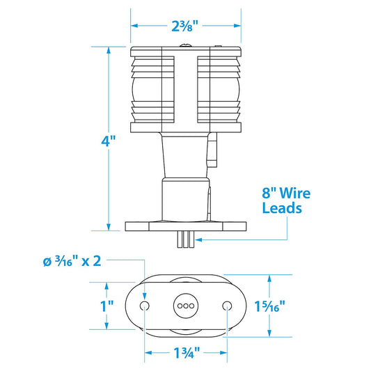Seachoice Black Polycarbonate Masthead and All-Round White Light