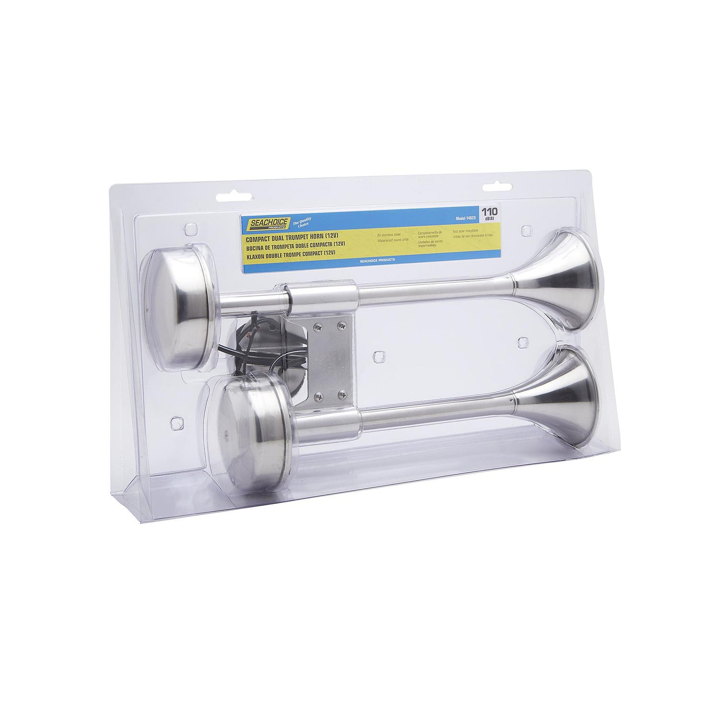 Seachoice 14623 Compact Dual Trumpet Electric Horn 12V Stainless Steel