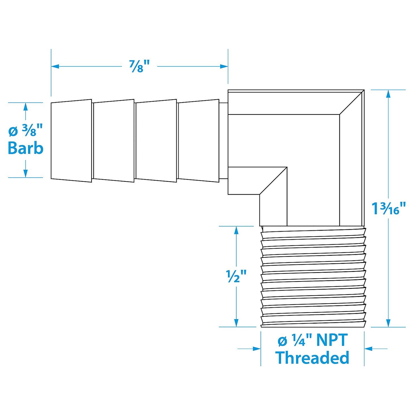 Seachoice 20851 90 Degree Brass Fuel Elbow