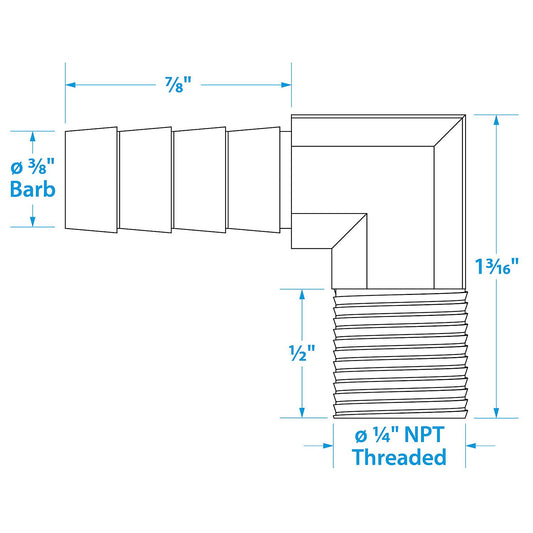 Seachoice 20851 90 Degree Brass Fuel Elbow