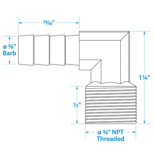 Seachoice 20861 90 Degree Brass Fuel Elbow