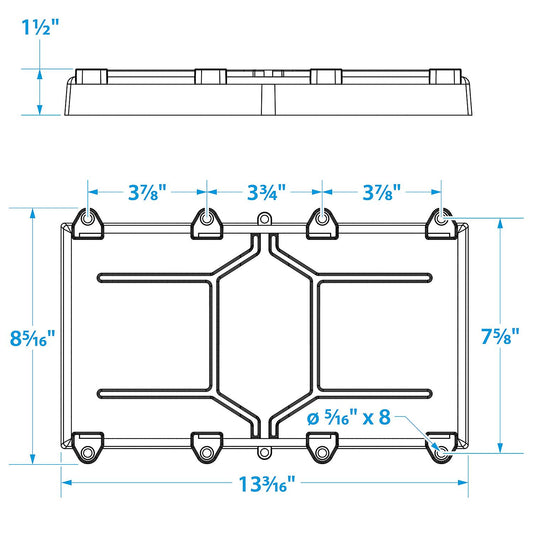 Seachoice 22071 Battery Tray With Stainless Steel Hold Down Rods