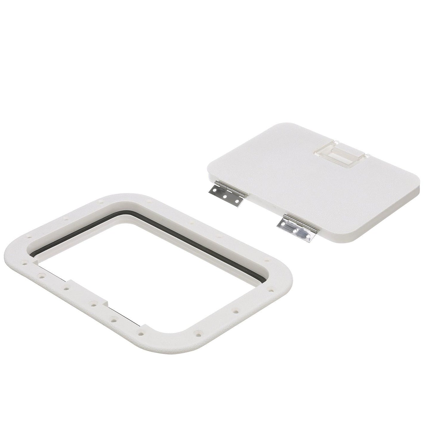 Seachoice 39131 Polypropylene 7" x 11" ID Hatch With Molded in 100 Degree Stainless Steel Hinge