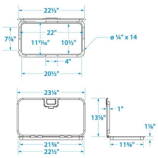 Seachoice 39201 Polypropylene Offshore Hatch - 10-3/8 Inch x 20-1/2 Inch ID - White