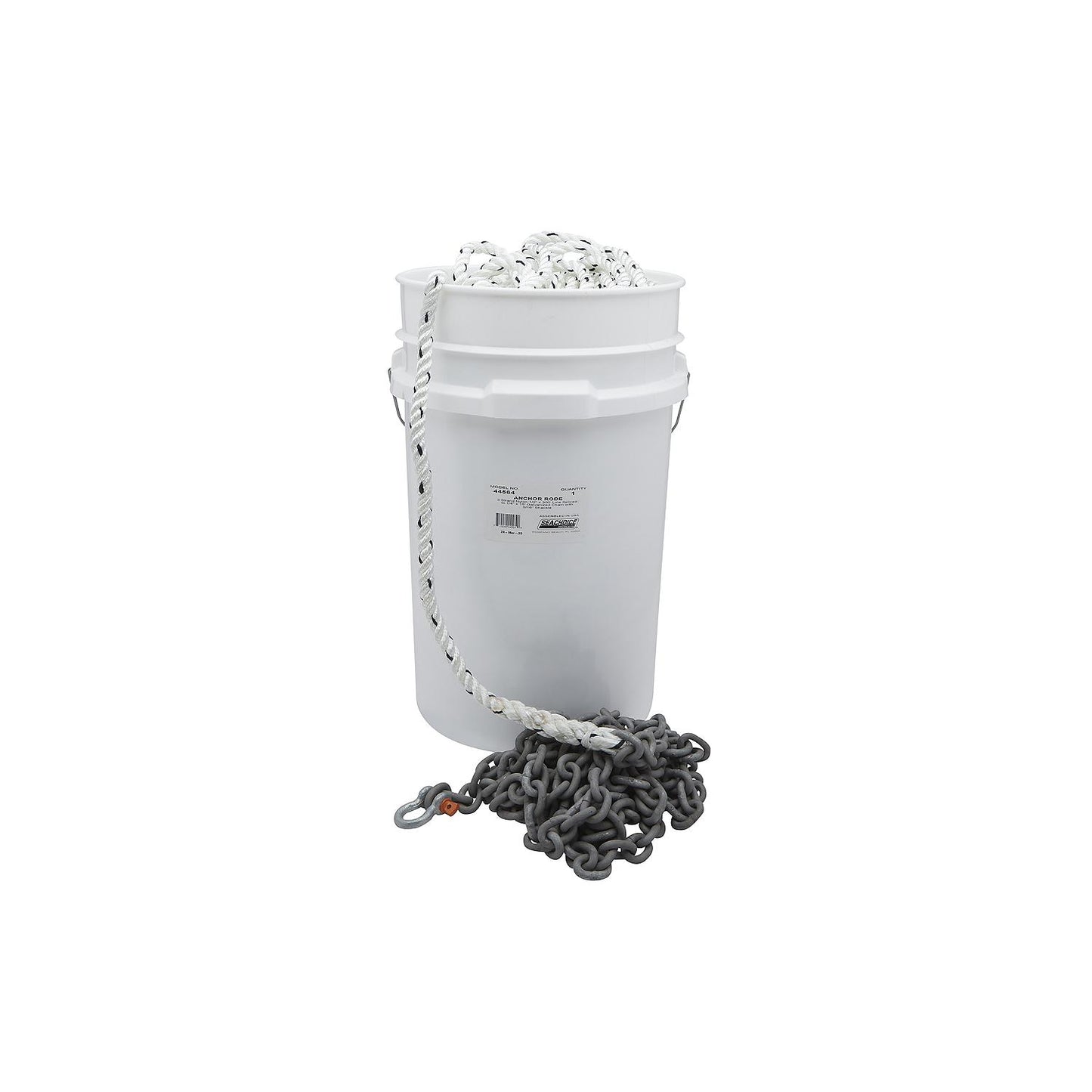 Seachoice 44564 Anchor Rode - 1/2" x 300' 3-Strand Nylon Rope and 1/4" x 15' Chain With 5/16" Shackle