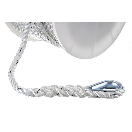 Seachoice Premium 3-Strand Twisted Nylon Anchor Line
White With Blue Tracer, 1/2" x 150'