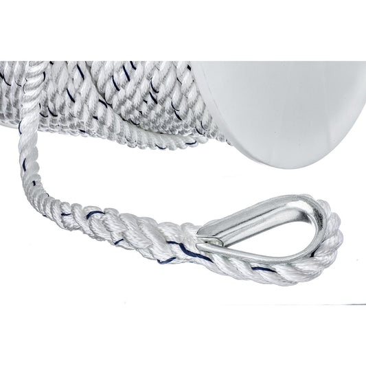 Seachoice Premium 3-Strand Twisted Nylon Anchor Line
White With Blue Tracer, 1/2" x 250'