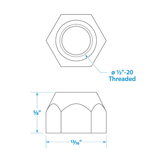 Seachoice Spare Lug Nuts 1/2-20 (5 Per Pack)