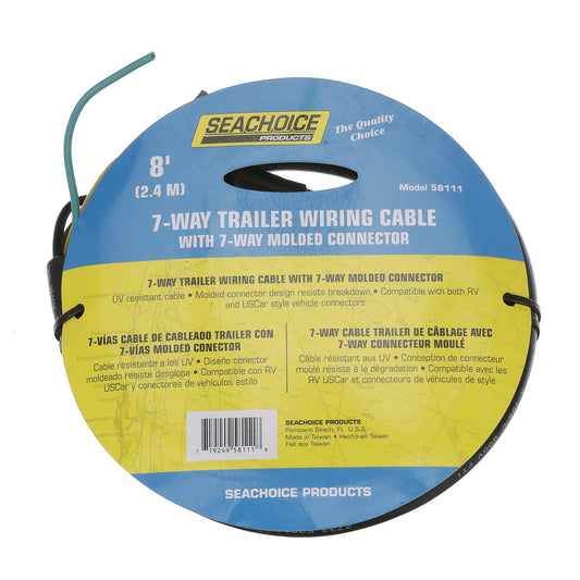 Seachoice 7-Way Trailer Wiring 8' Cable With 7-Way Molded Connector
