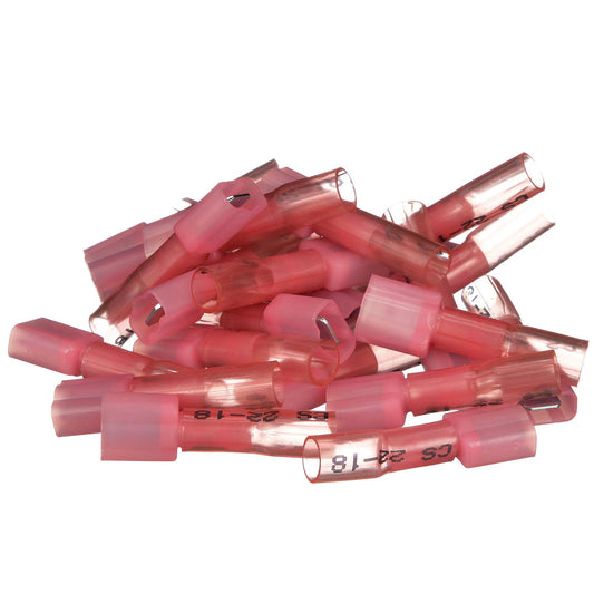 Seachoice 60281 3-to-1 Heat Shrink Insulated Quick Disconnect, 22-18 Ga., 0.250" Male, Red, 25-Pack
