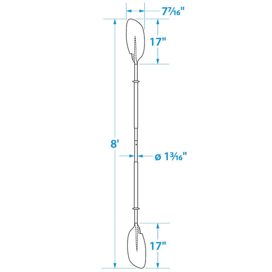 Seachoice 71137 Curved-Blade Kayak Paddle, 8'