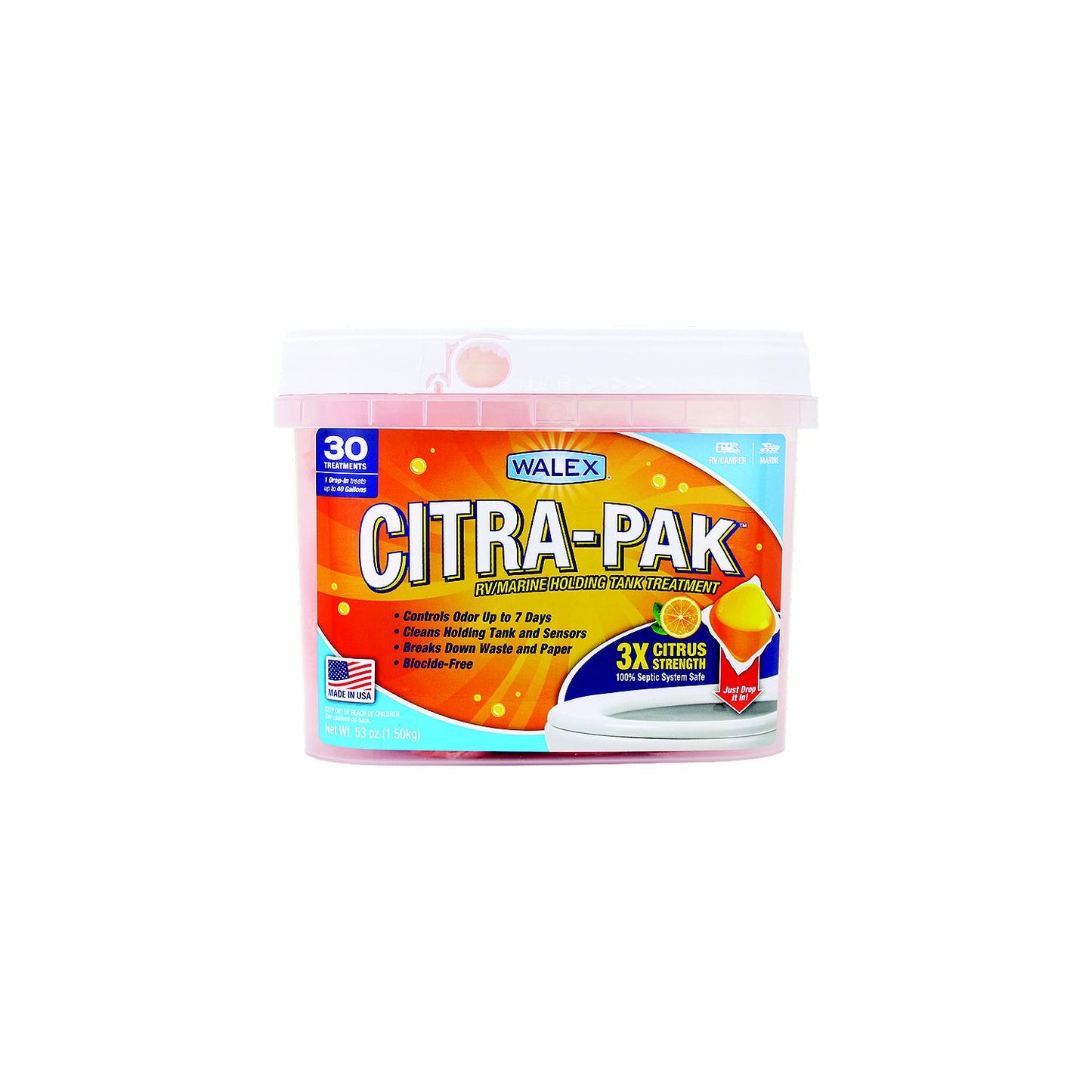 Walex CITRAPAK30 Black Tank Deodorizer, 30 pack
