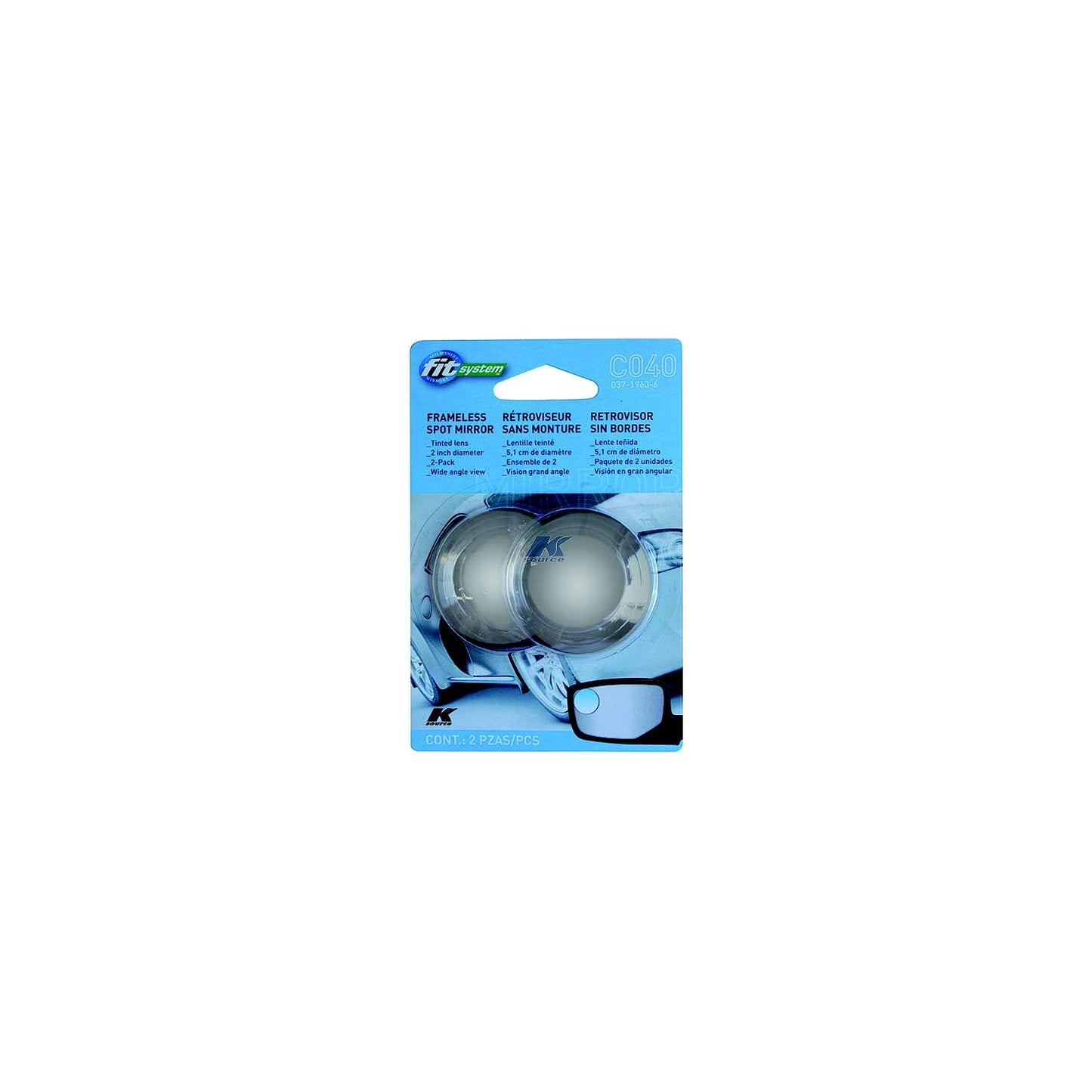 Captain Phab C040 Stick-On Frameless Mirror, 2/pk