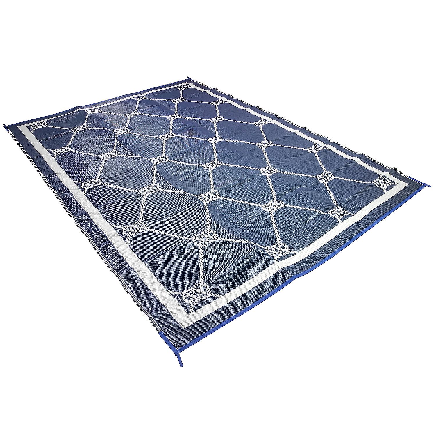 FulTyme RV 6065 Outdoor Patio Mat, Blue/White, 8' x 11'-Supply Nautica