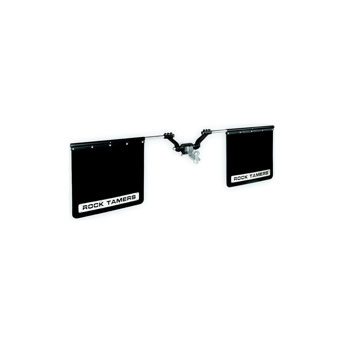 Rock Tamers 00108 Matte Black Adjustable 24" x 24" Rubber Mudflap System & Stainless Steel Trim Plates for 2" Receiver-Supply Nautica
