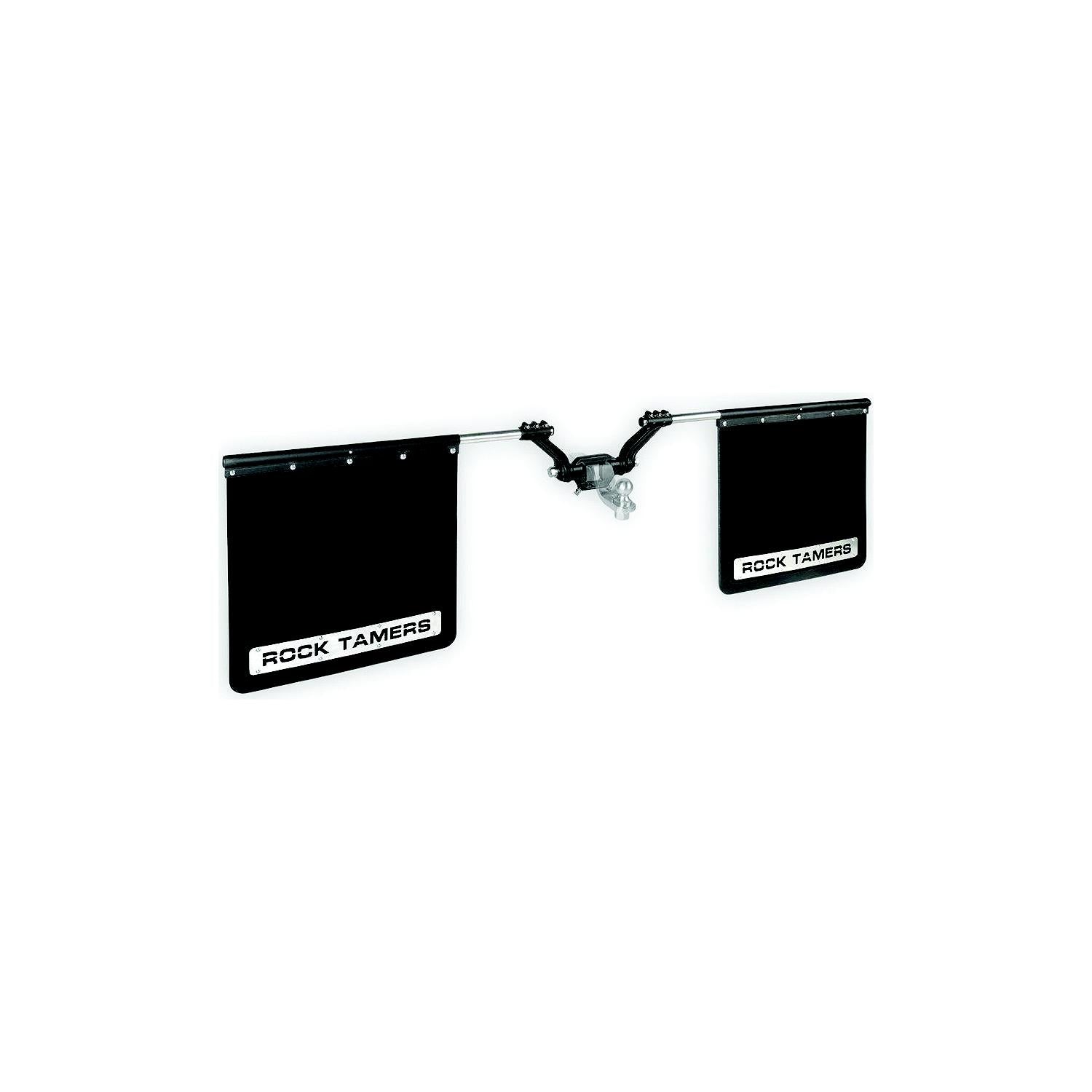 Rock Tamers 00108 Matte Black Adjustable 24" x 24" Rubber Mudflap System & Stainless Steel Trim Plates for 2" Receiver-Supply Nautica