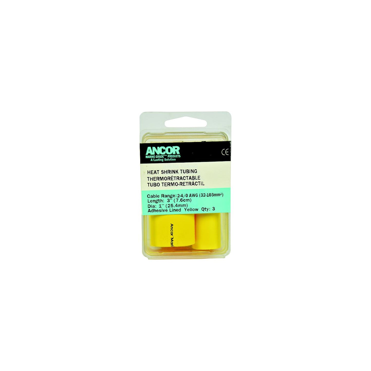 Ancor 307948 Marine Grade Adhesive Lined Heat Shrink Tubing, 1" x 48", Yellow, 1/Pk