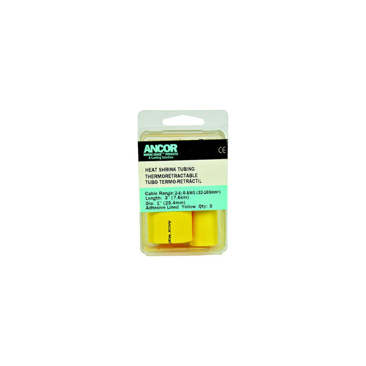 Ancor 307948 Marine Grade Adhesive Lined Heat Shrink Tubing, 1" x 48", Yellow, 1/Pk