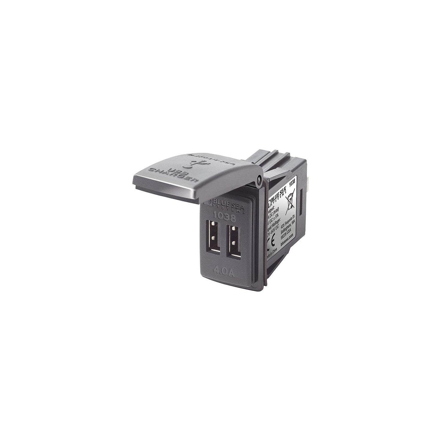 Blue Sea Systems 1038BSS Dual USB Charger Switch Mount 48V DC