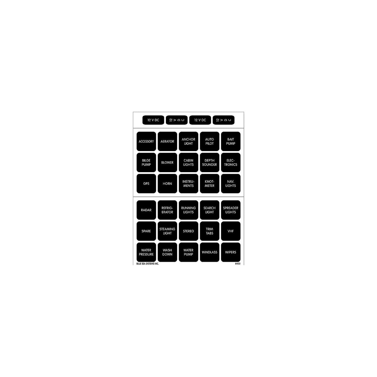 Blue Sea 4217 Waterproof Square Format Label Kit, 120 Label DC Set-Supply Nautica